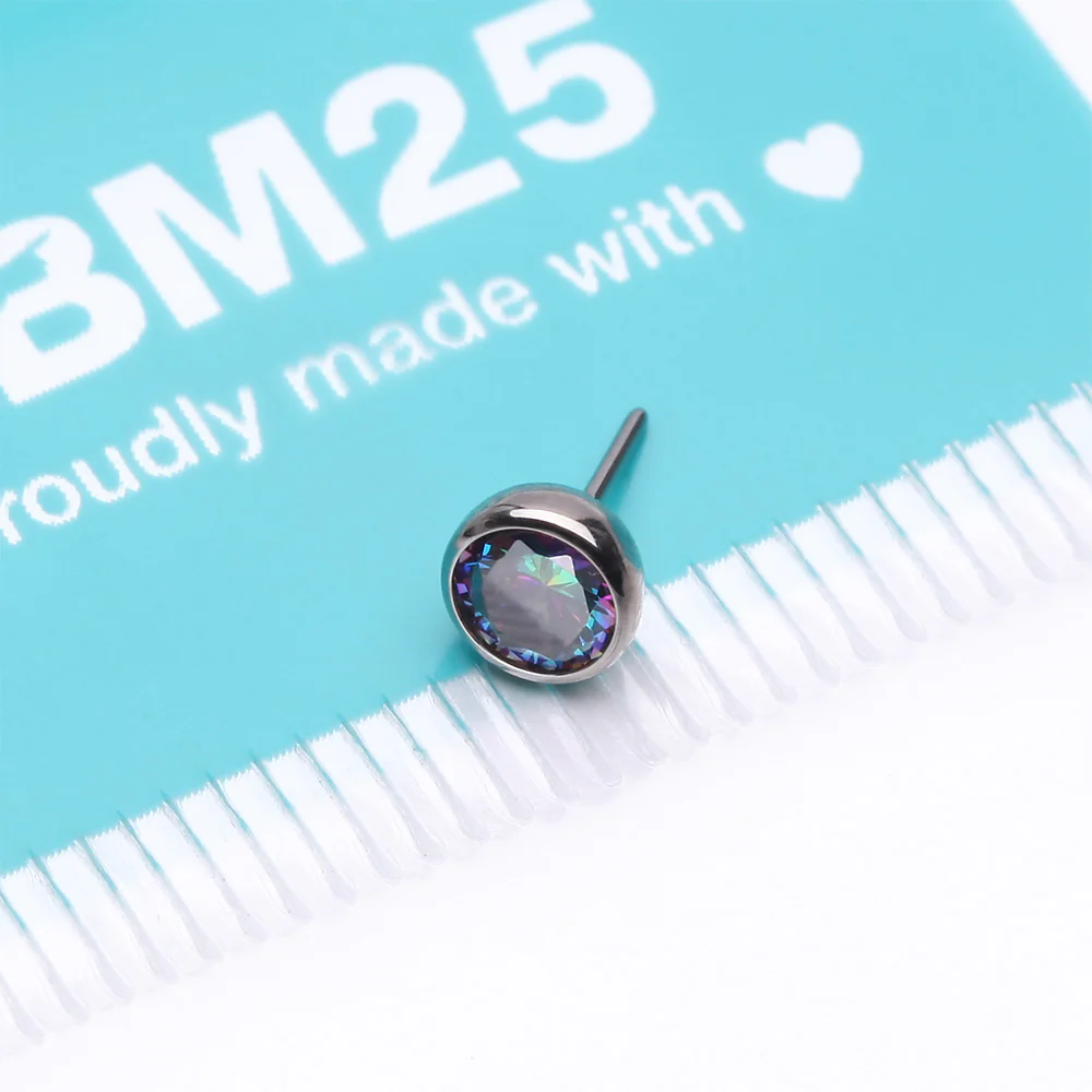 Implant Grade Titanium OneFit Threadless Bezel Set Sparkle Gem Top Part - Image 4