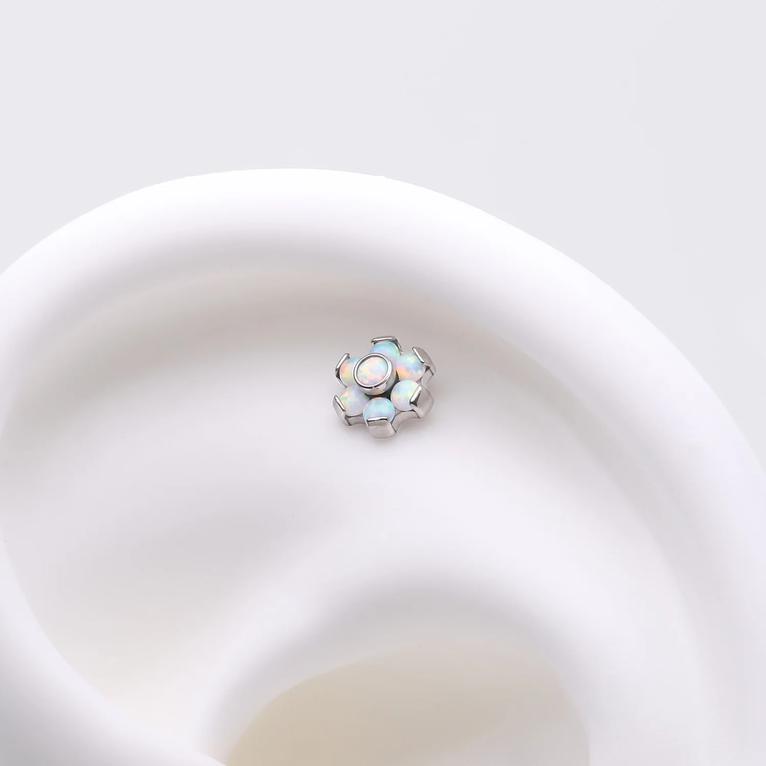 Implant Grade Titanium OneFit Threadless Brilliant Fire Opal Flower Top Part - Image 2