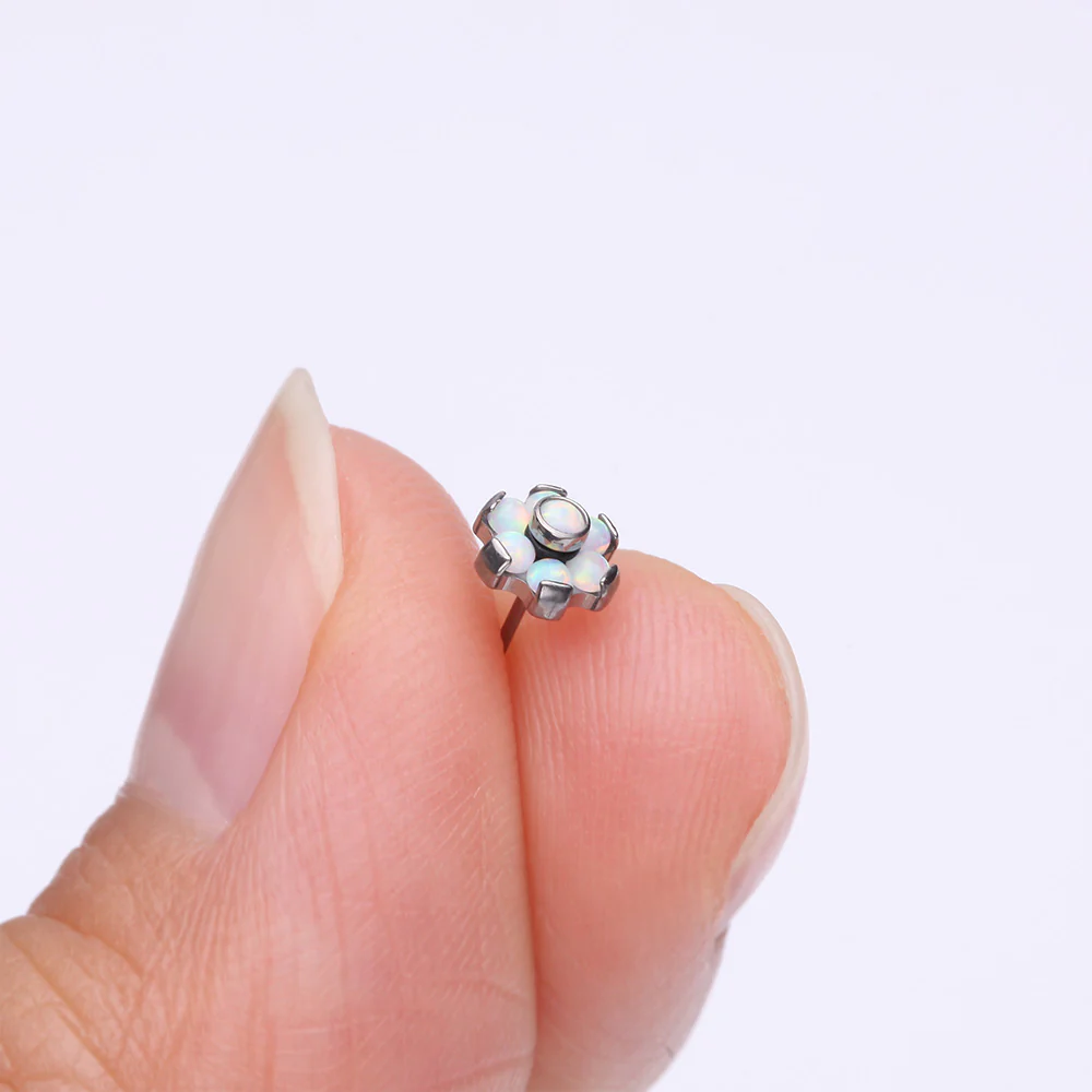 Implant Grade Titanium OneFit Threadless Brilliant Fire Opal Flower Top Part - Image 3
