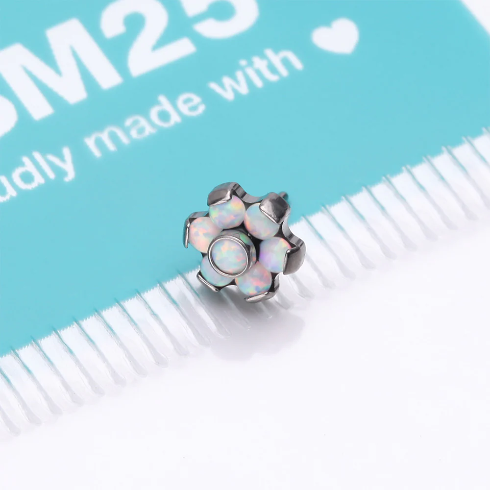 Implant Grade Titanium OneFit Threadless Brilliant Fire Opal Flower Top Part - Image 4