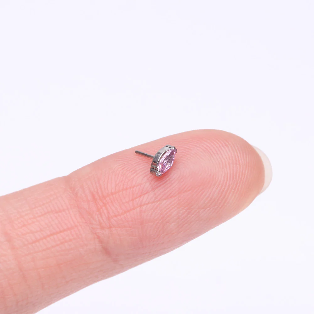 Implant Grade Titanium OneFit Threadless Elegant Marquise Sparkle Top Part - Image 3