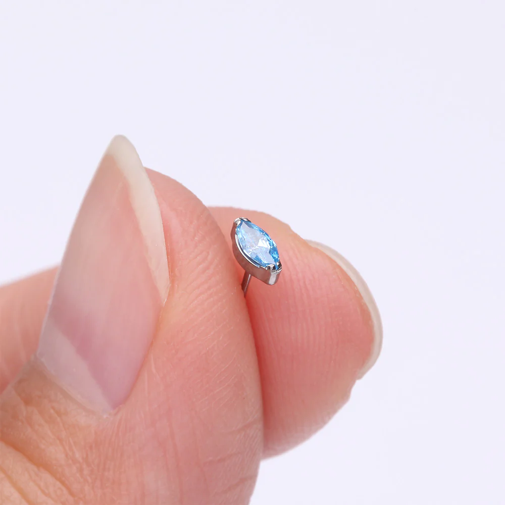 Implant Grade Titanium OneFit Threadless Elegant Marquise Sparkle Top Part - Image 3