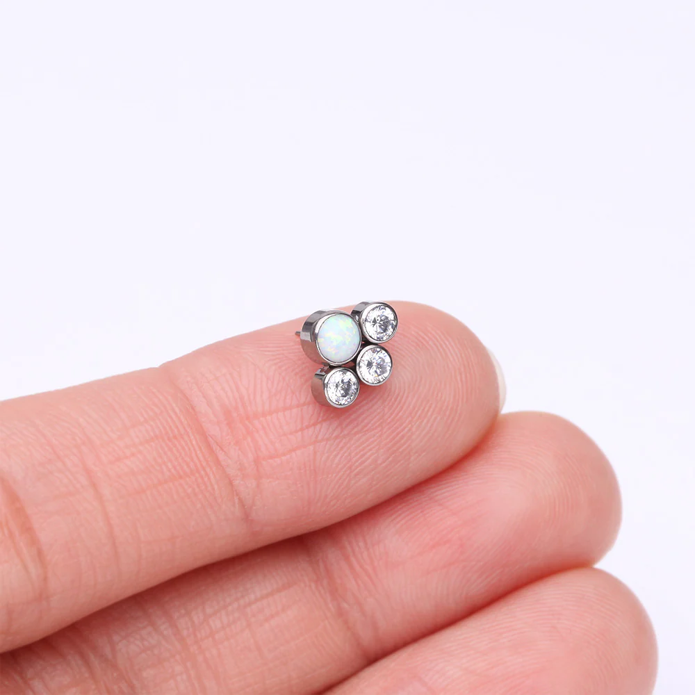 Implant Grade Titanium OneFit Threadless Fire Opal Floral Multi-Gem Sparkle Top Part - Image 3