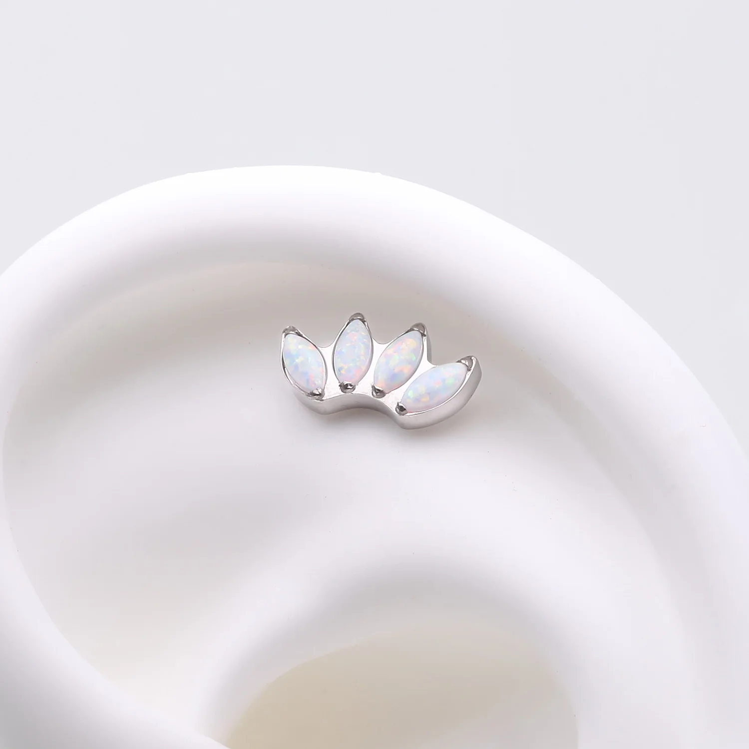 Implant Grade Titanium OneFit Threadless Marquise Fire Opal Sparkle Fan Top Part - Image 2