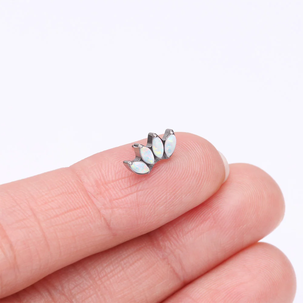 Implant Grade Titanium OneFit Threadless Marquise Fire Opal Sparkle Fan Top Part - Image 3