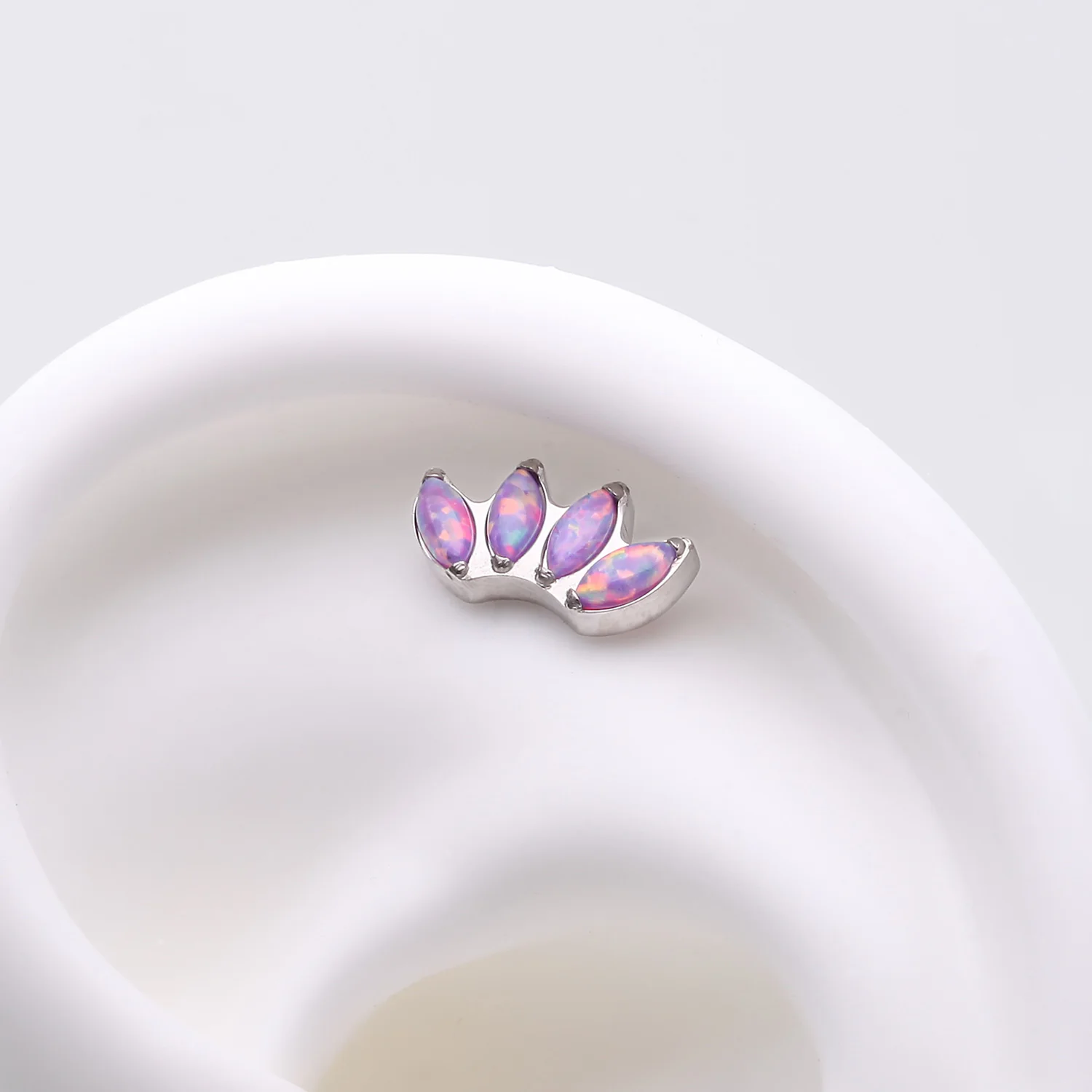 Implant Grade Titanium OneFit Threadless Marquise Fire Opal Sparkle Fan Top Part - Image 2