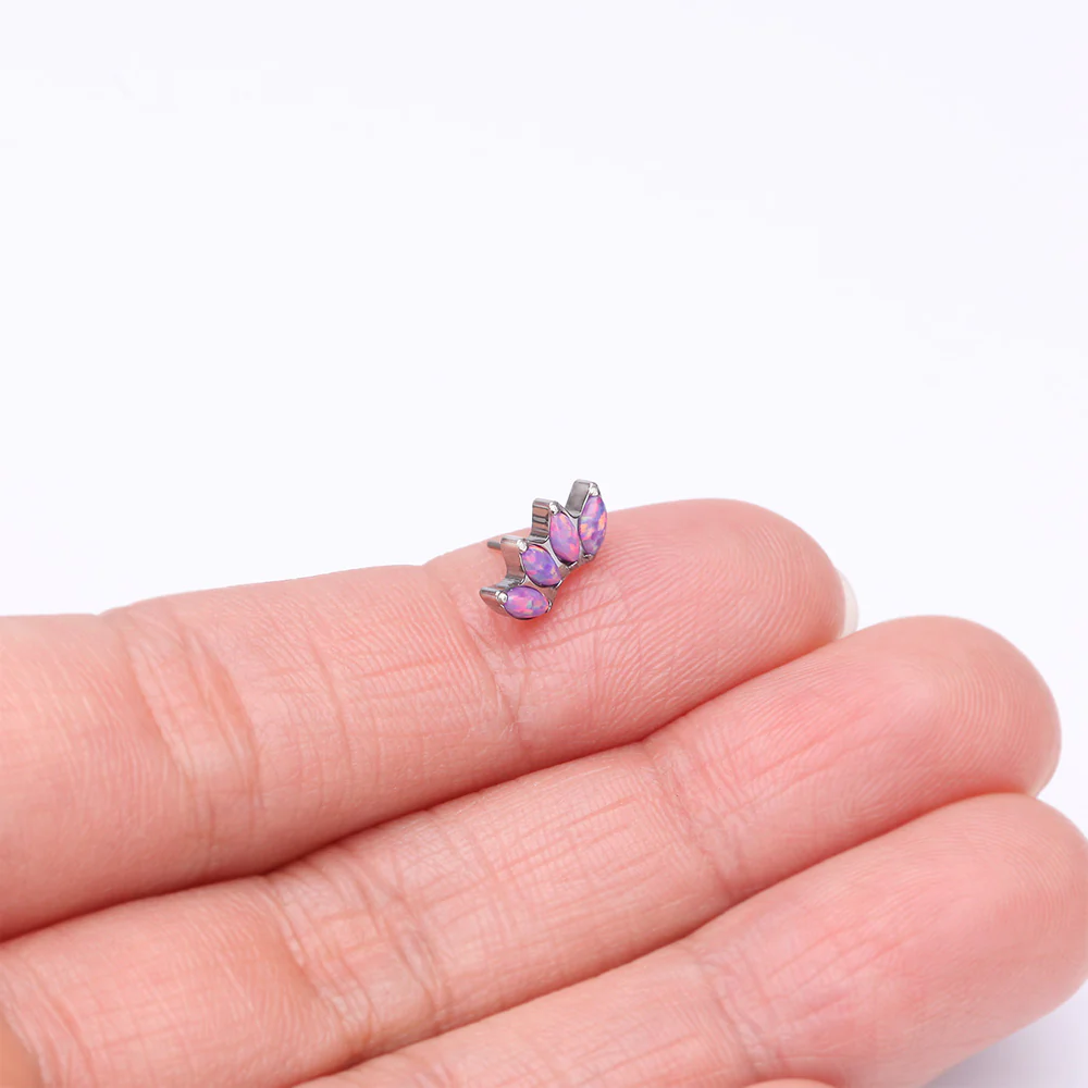 Implant Grade Titanium OneFit Threadless Marquise Fire Opal Sparkle Fan Top Part - Image 3