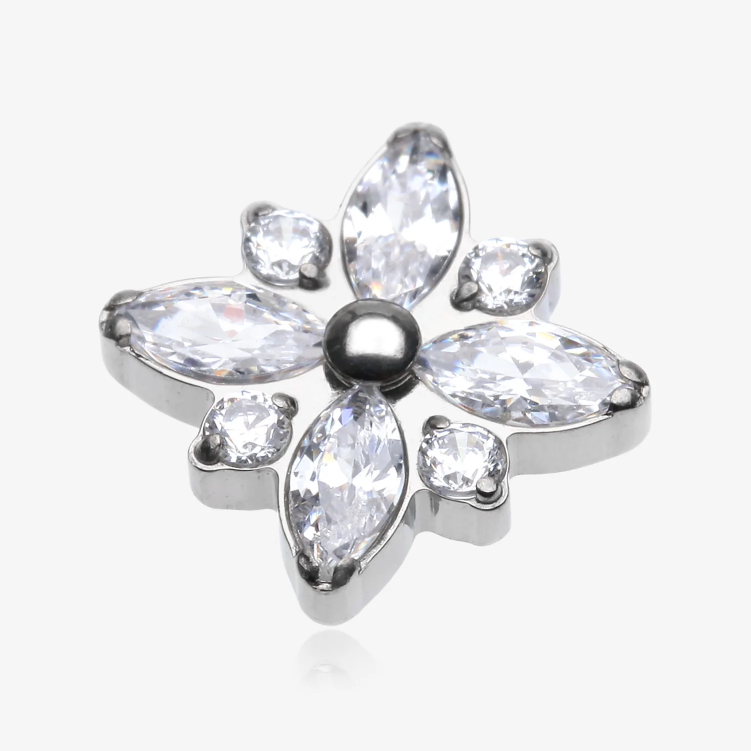 Implant Grade Titanium OneFit Threadless Marquise Flower Brilliance Top Part