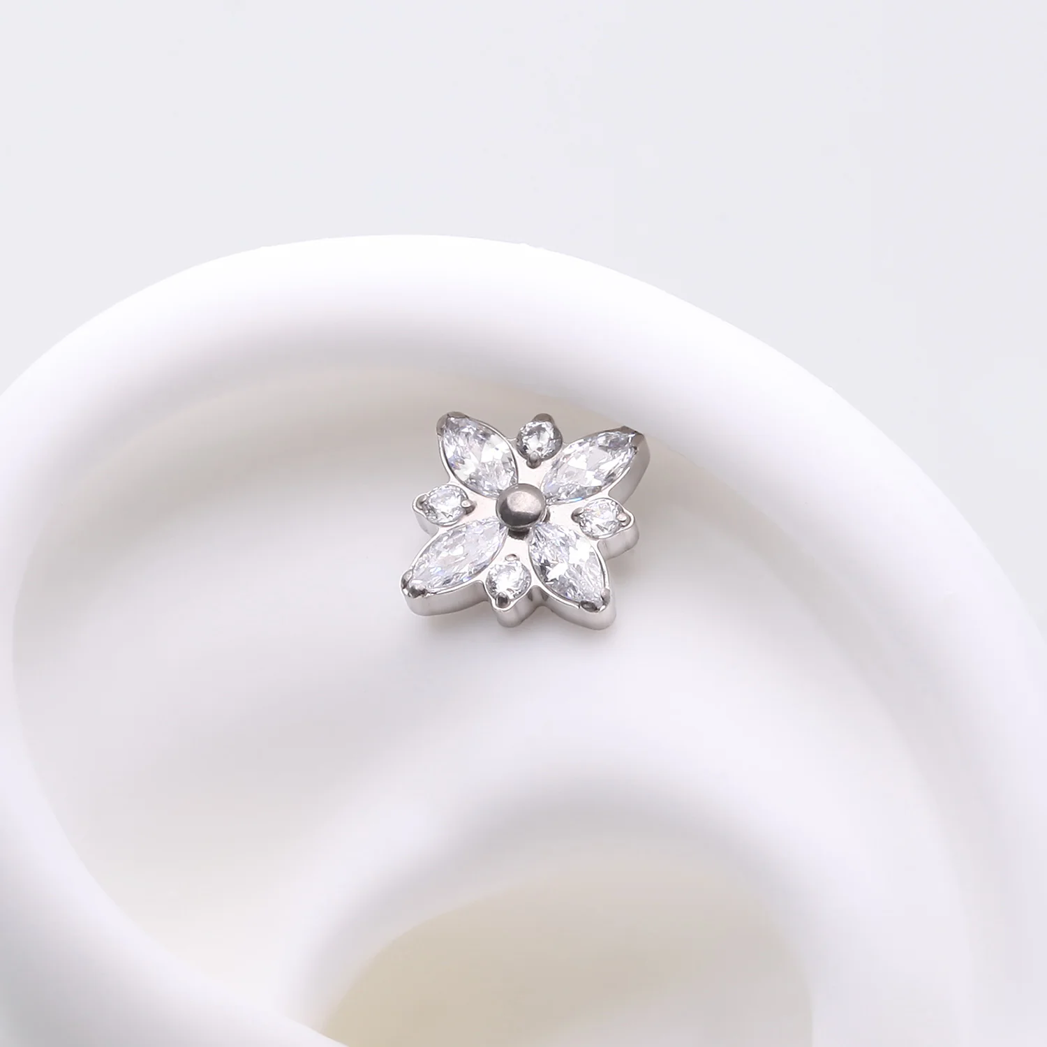 Implant Grade Titanium OneFit Threadless Marquise Flower Brilliance Top Part - Image 2