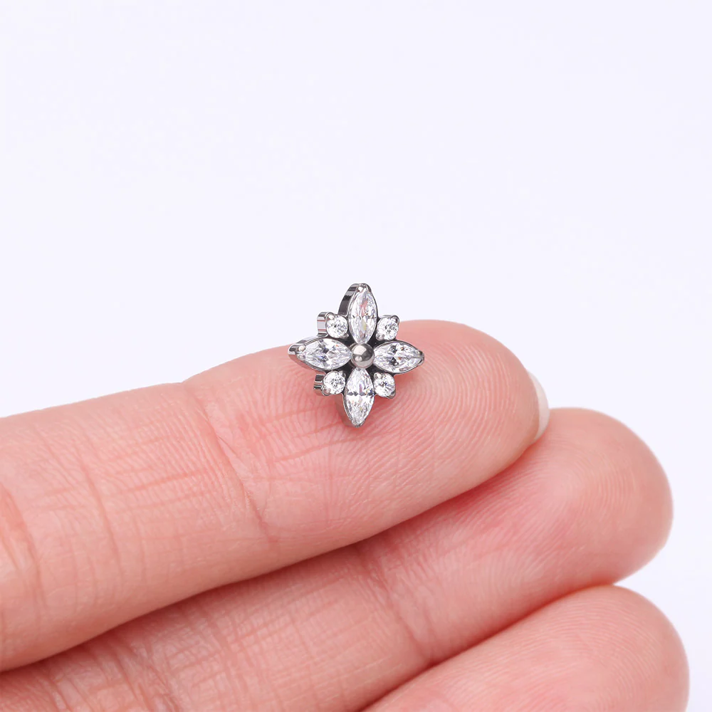Implant Grade Titanium OneFit Threadless Marquise Flower Brilliance Top Part - Image 3