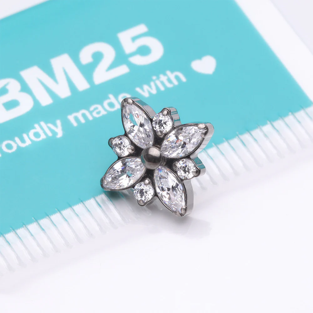 Implant Grade Titanium OneFit Threadless Marquise Flower Brilliance Top Part - Image 4