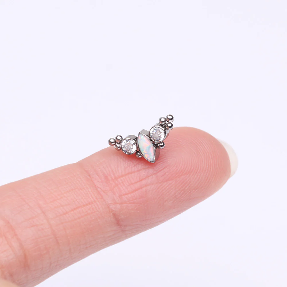 Implant Grade Titanium OneFit Threadless Marquise Opal Sparkle Bali Beads Arc Top Part - Image 3