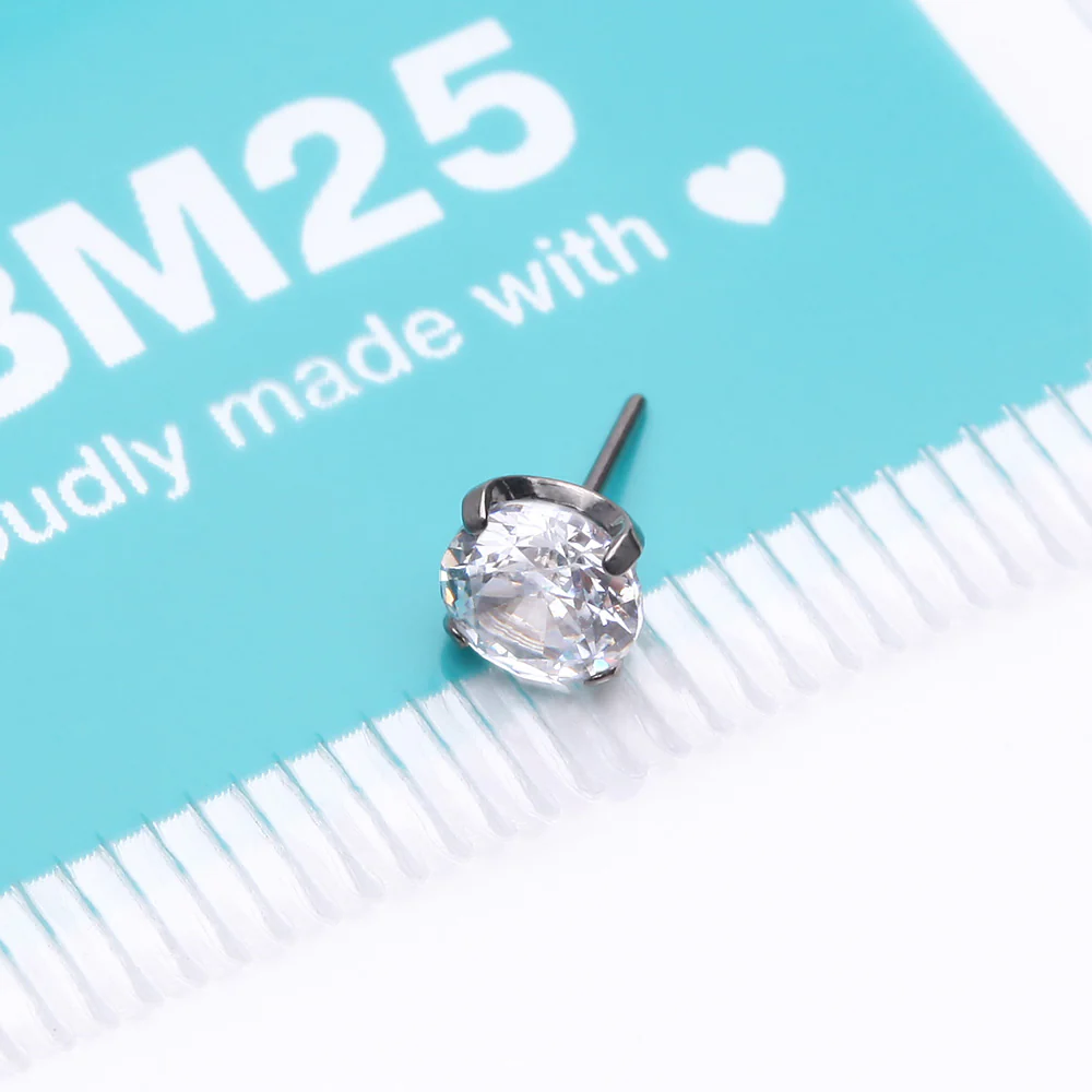 Implant Grade Titanium OneFit Threadless Prong Claw Set Sparkle Gem Top Part - Image 4