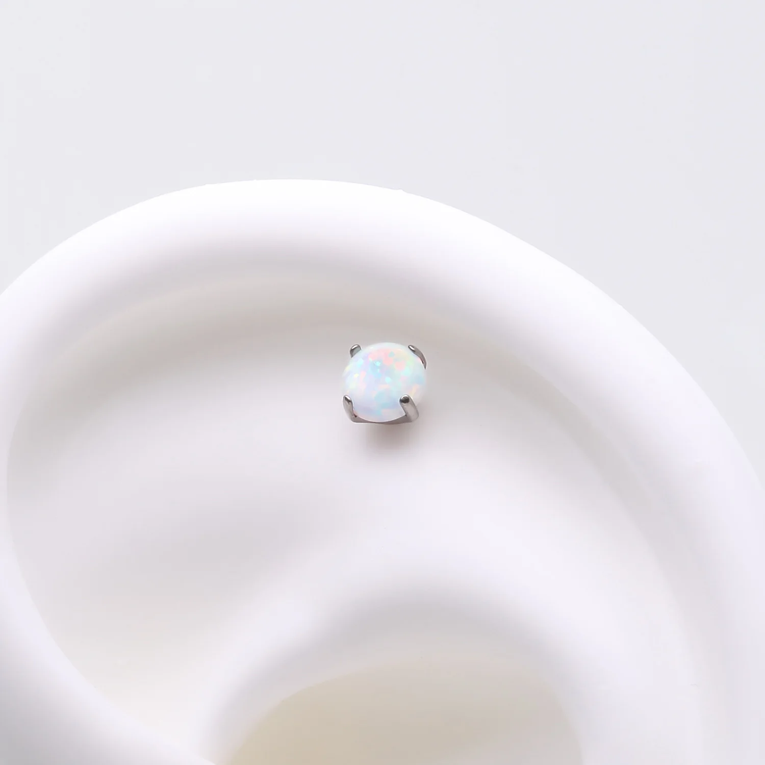 Implant Grade Titanium OneFit Threadless Prong Set Fire Opal Top Part - Image 2