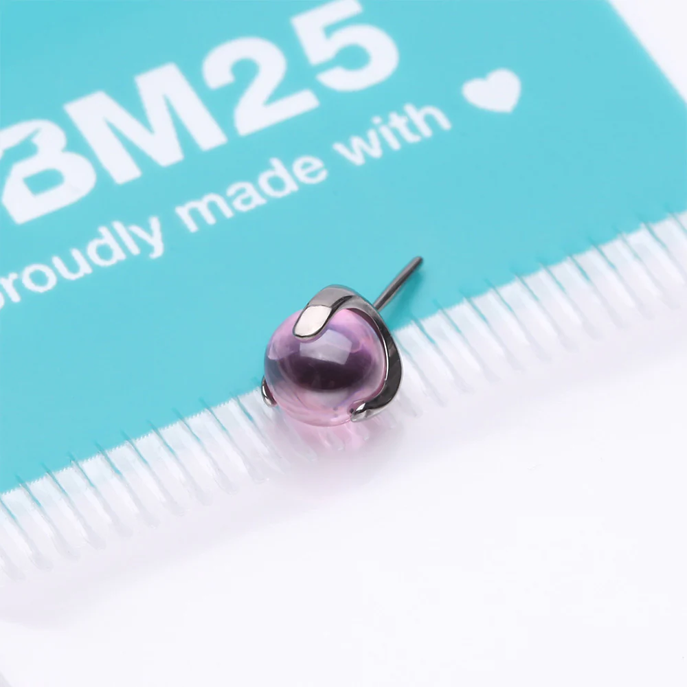Implant Grade Titanium OneFit Threadless Prong Set Glass Ball Top Part - Image 4