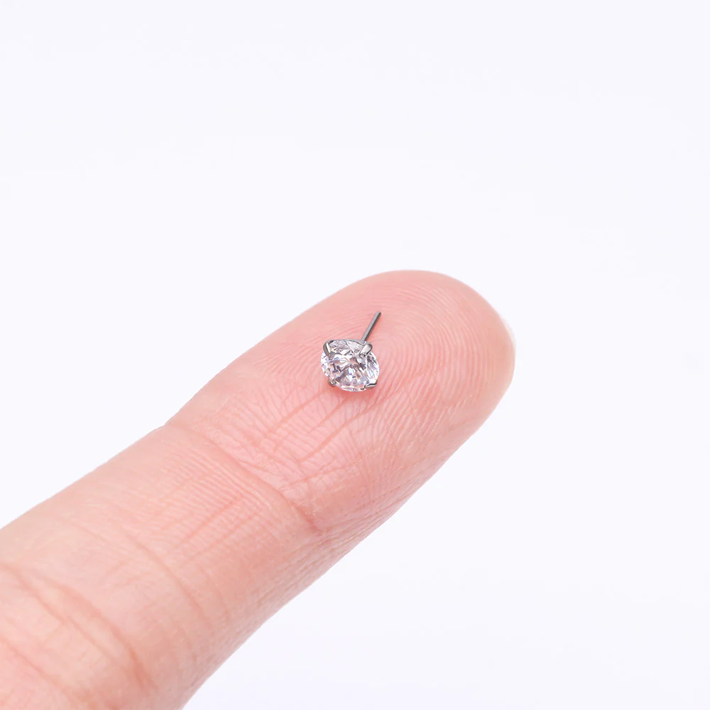 Implant Grade Titanium OneFit Threadless Prong Set Sparkle Gem Top Part - Image 3