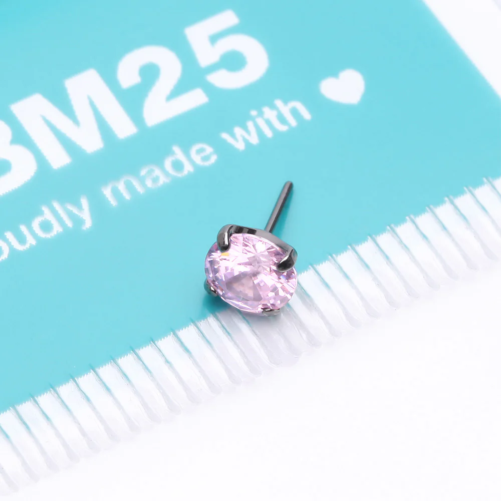Implant Grade Titanium OneFit Threadless Prong Set Sparkle Gem Top Part - Image 4