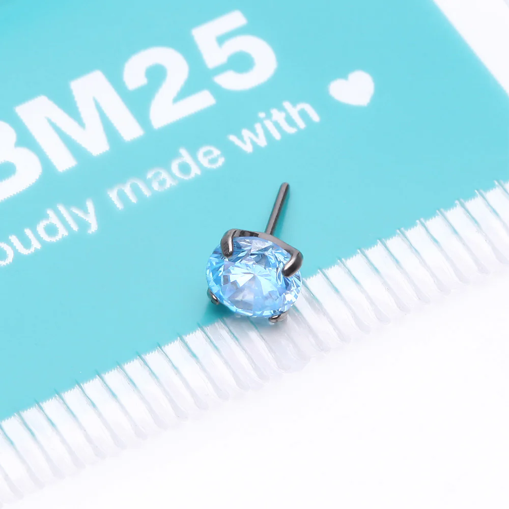 Implant Grade Titanium OneFit Threadless Prong Set Sparkle Gem Top Part - Image 4
