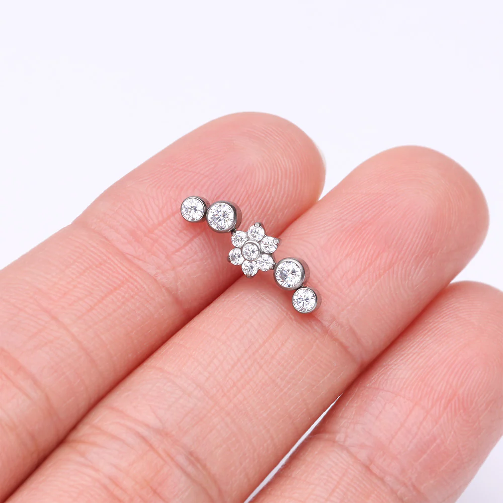 Implant Grade Titanium OneFit Threadless Radiant Sparkle Flower Journey Curve Top Part - Image 3