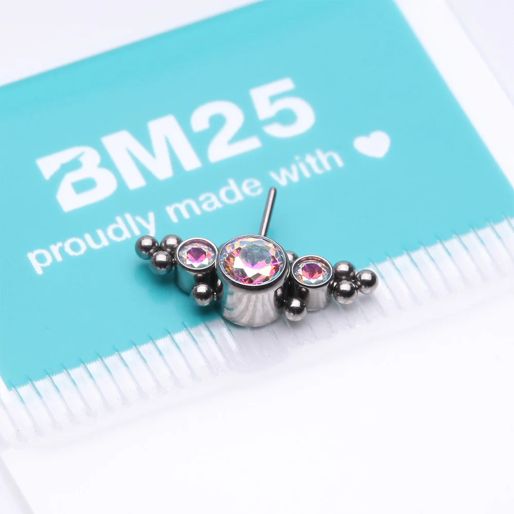 Implant Grade Titanium OneFit Threadless Sparkle Arc Bali Beads Front Facing Part - Image 4