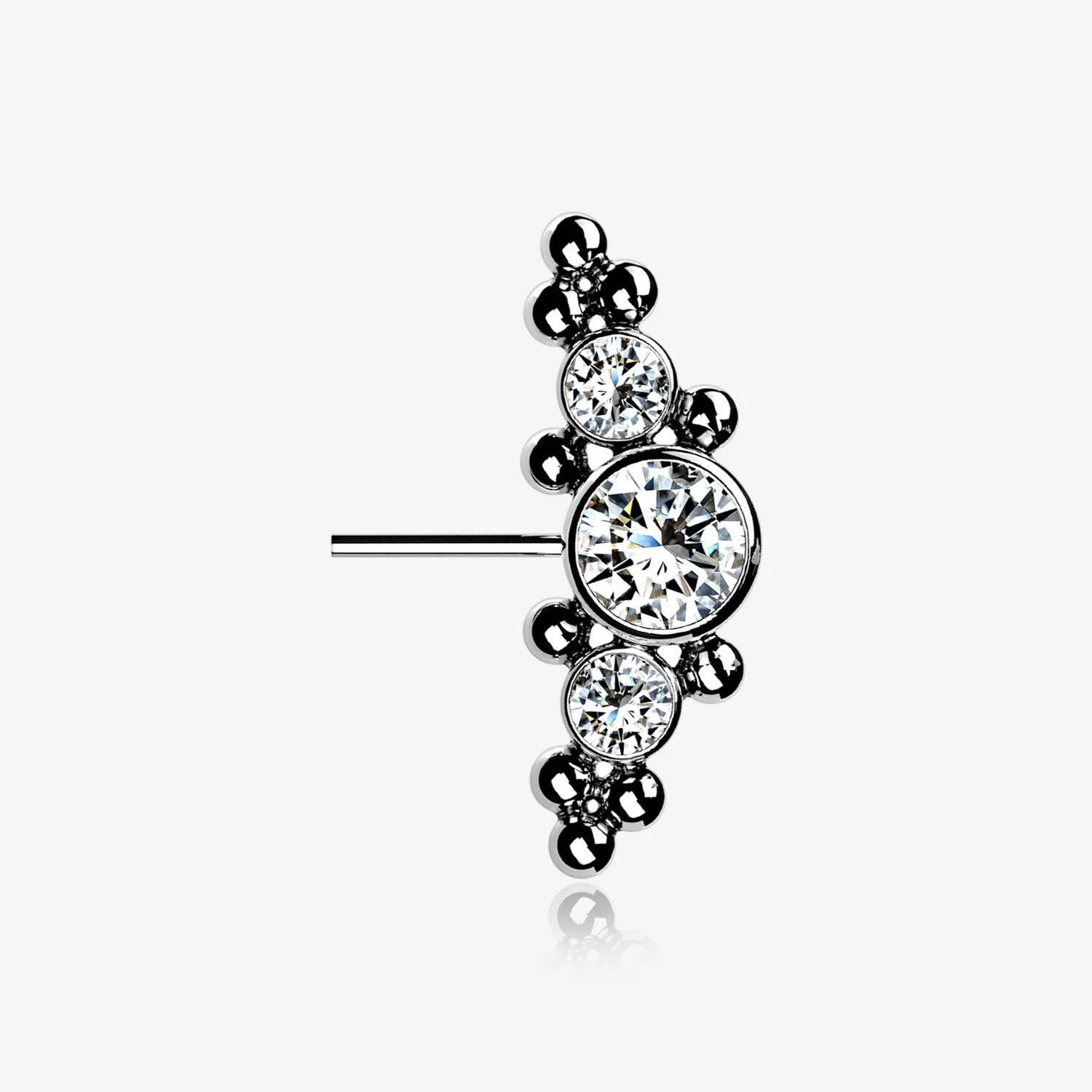 Implant Grade Titanium OneFit Threadless Sparkle Arc Bali Beads Front Facing Part
