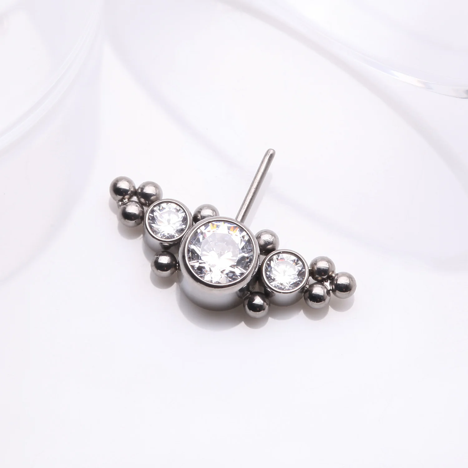 Implant Grade Titanium OneFit Threadless Sparkle Arc Bali Beads Front Facing Part - Image 2