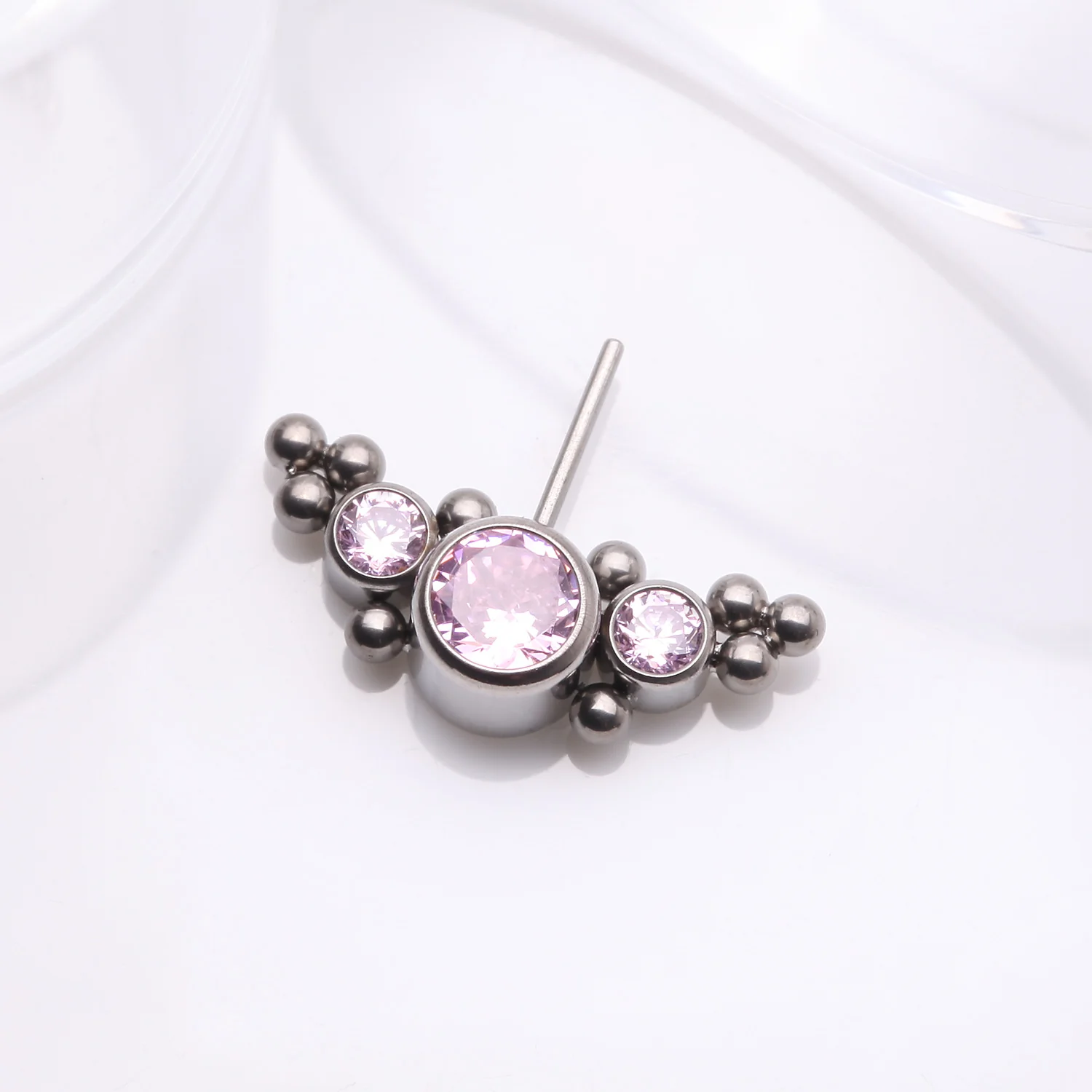 Implant Grade Titanium OneFit Threadless Sparkle Arc Bali Beads Front Facing Part - Image 2