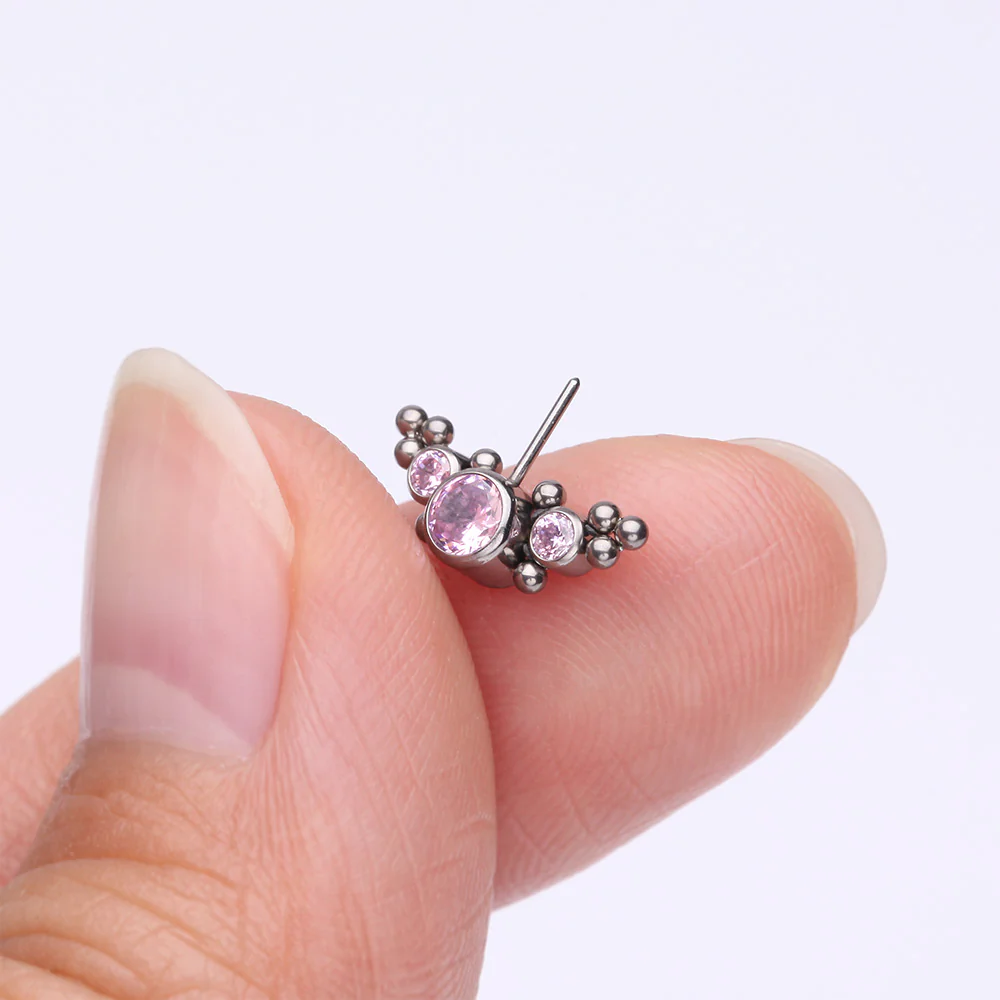 Implant Grade Titanium OneFit Threadless Sparkle Arc Bali Beads Front Facing Part - Image 3