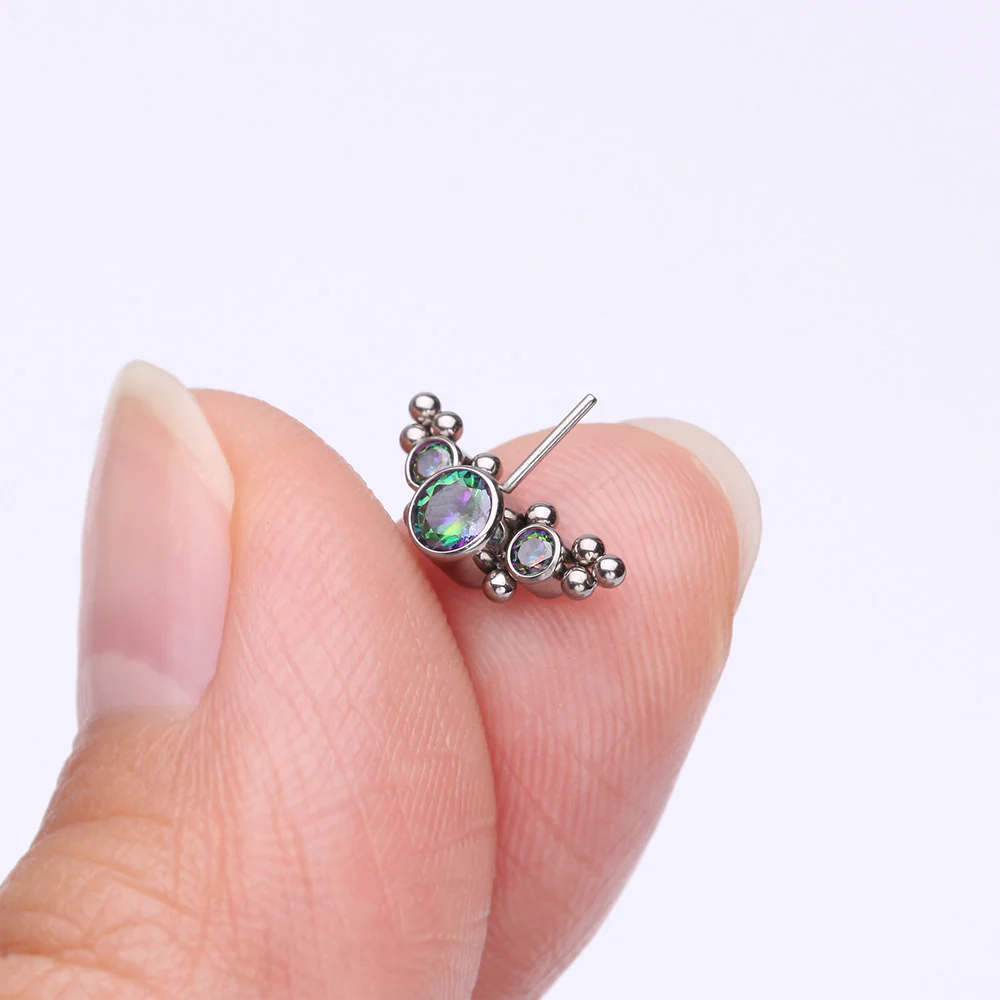 Implant Grade Titanium OneFit Threadless Sparkle Arc Bali Beads Front Facing Part - Image 3