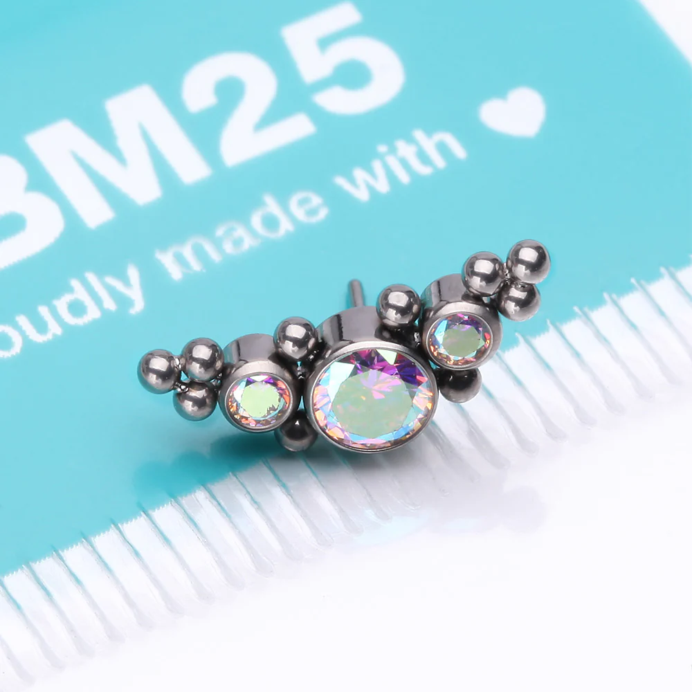 Implant Grade Titanium OneFit Threadless Sparkle Arc Bali Beads Top Part - Image 4