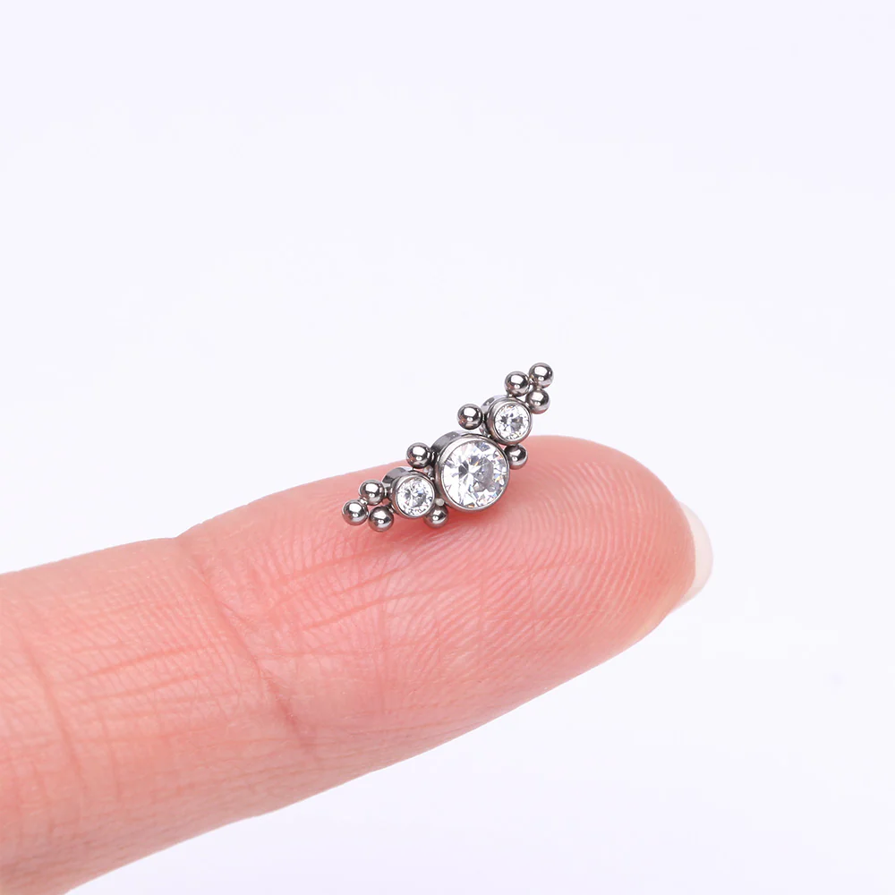 Implant Grade Titanium OneFit Threadless Sparkle Arc Bali Beads Top Part - Image 3