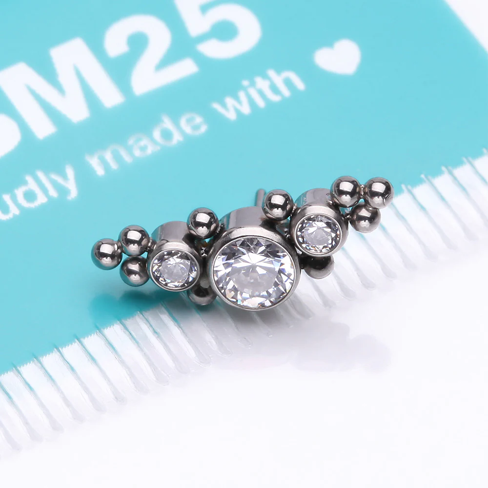 Implant Grade Titanium OneFit Threadless Sparkle Arc Bali Beads Top Part - Image 4