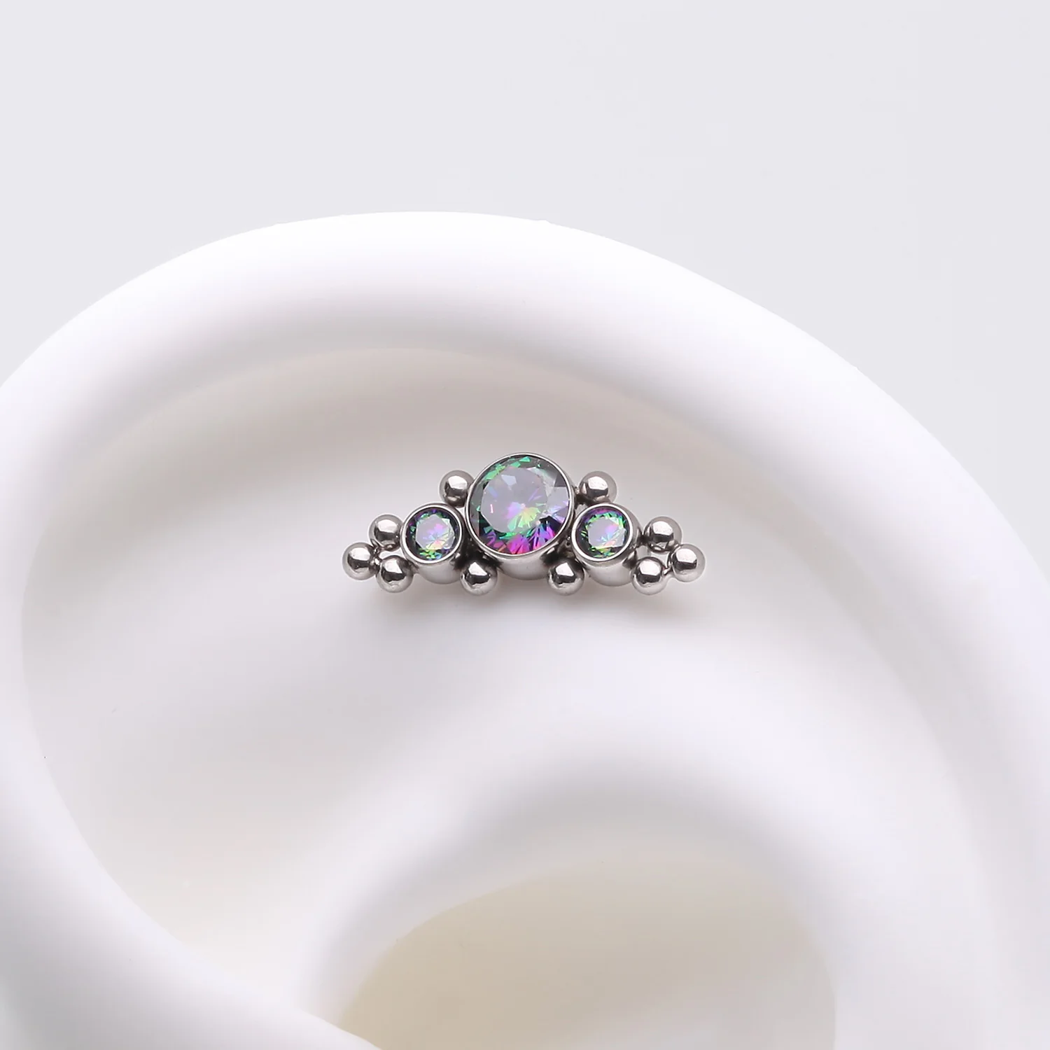 Implant Grade Titanium OneFit Threadless Sparkle Arc Bali Beads Top Part - Image 2