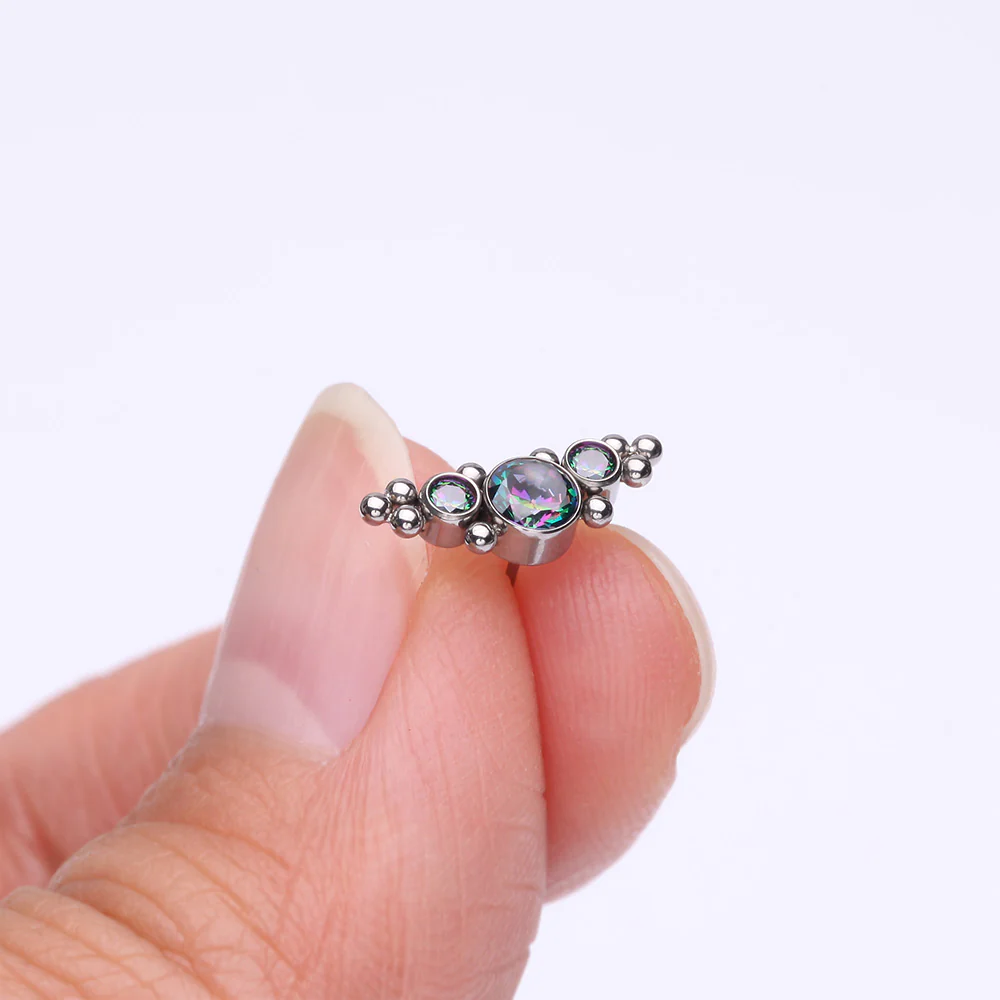 Implant Grade Titanium OneFit Threadless Sparkle Arc Bali Beads Top Part - Image 3