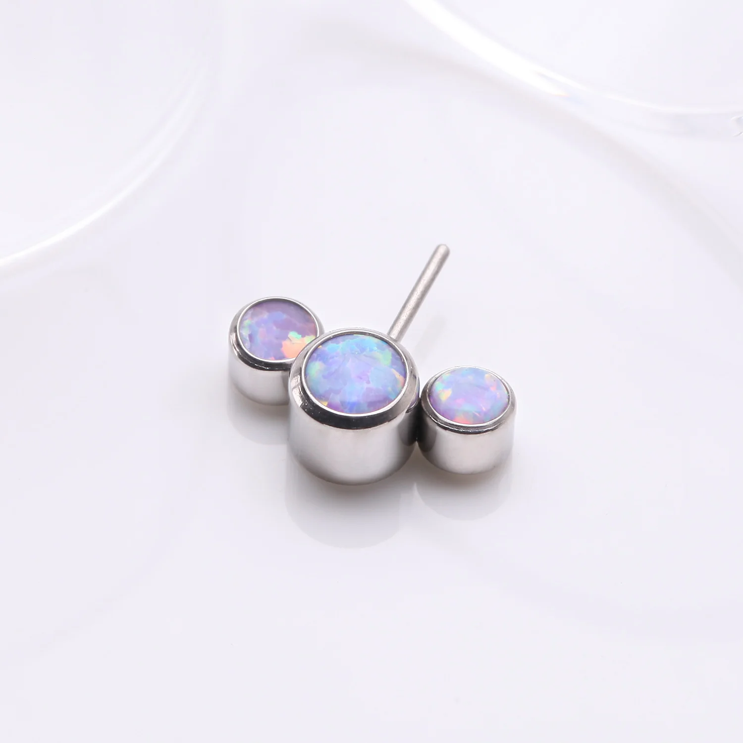 Implant Grade Titanium OneFit Threadless Triple Bubble Fire Opal Front Facing Top Part - Image 2