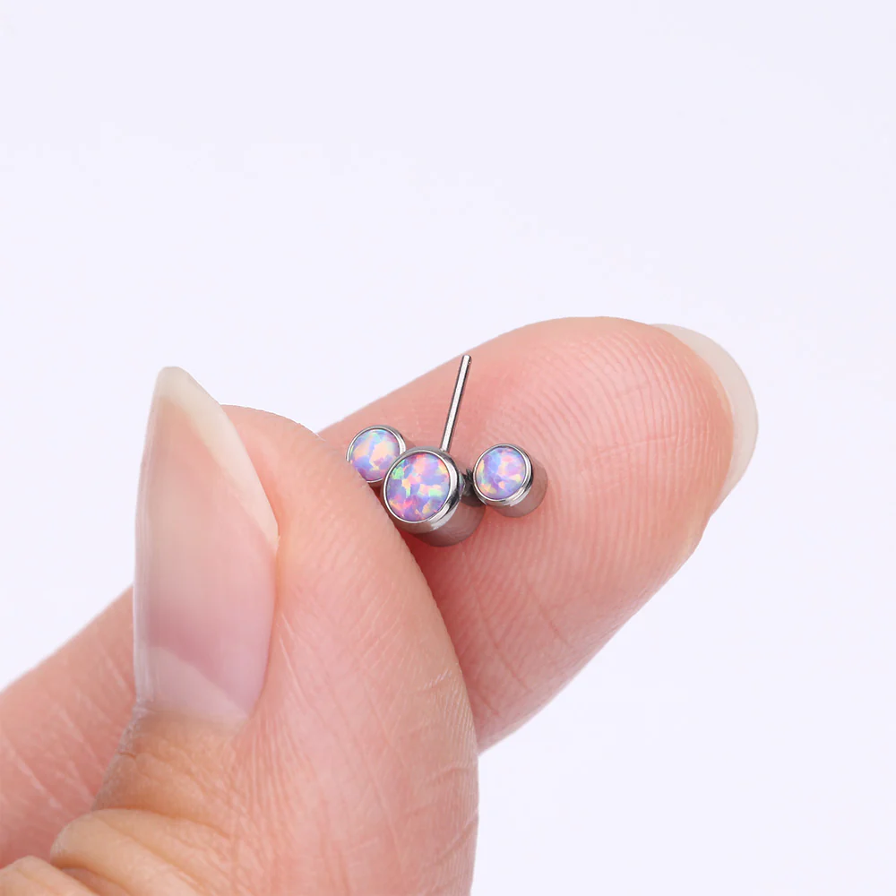 Implant Grade Titanium OneFit Threadless Triple Bubble Fire Opal Front Facing Top Part - Image 3