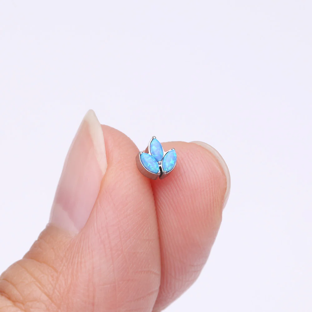 Implant Grade Titanium OneFit Threadless Triple Marquise Fire Opal Leaflet Top Part - Image 3