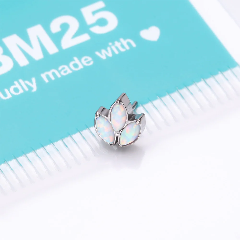 Implant Grade Titanium OneFit Threadless Triple Marquise Fire Opal Leaflet Top Part - Image 4