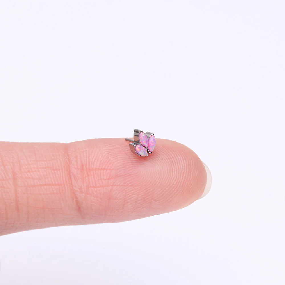 Implant Grade Titanium OneFit Threadless Triple Marquise Fire Opal Leaflet Top Part - Image 3
