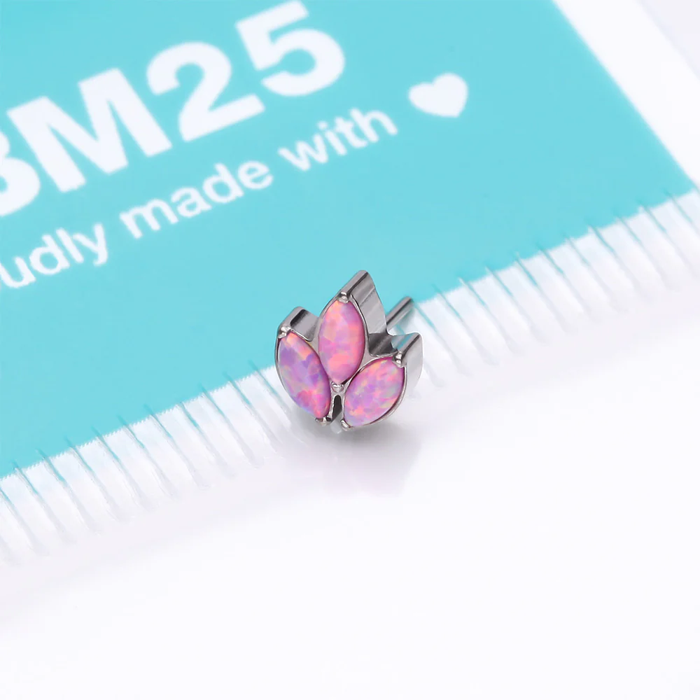 Implant Grade Titanium OneFit Threadless Triple Marquise Fire Opal Leaflet Top Part - Image 4
