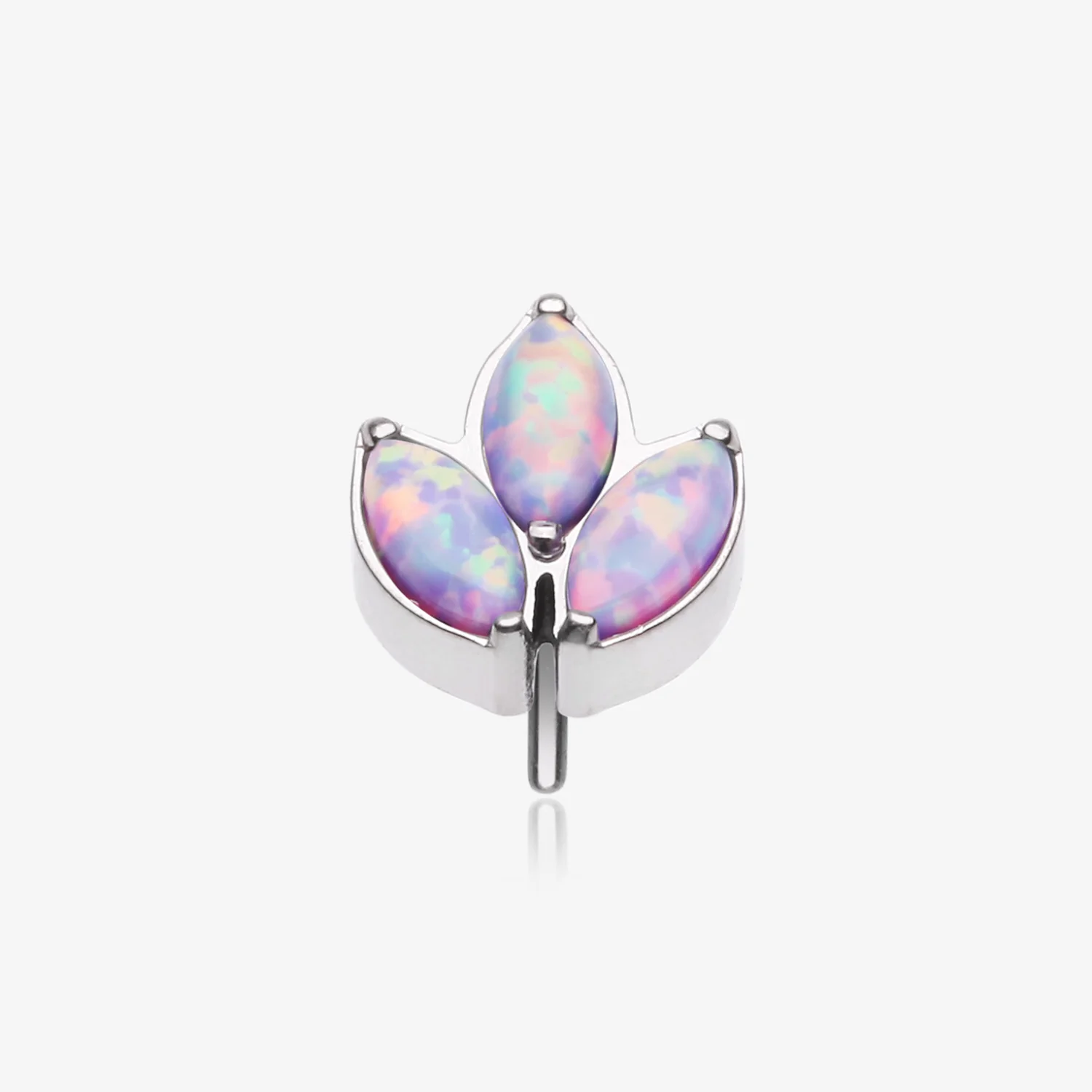 Implant Grade Titanium OneFit Threadless Triple Marquise Fire Opal Leaflet Top Part