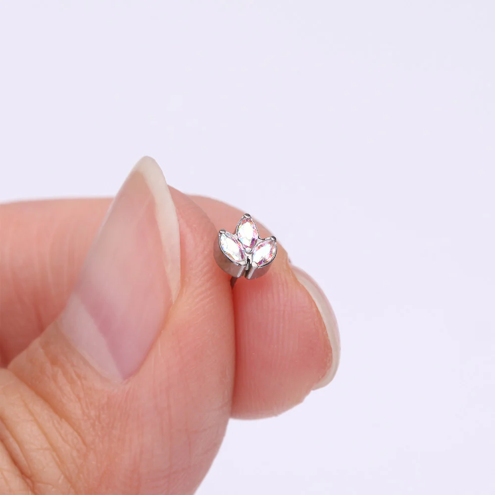 Implant Grade Titanium OneFit Threadless Triple Marquise Sparkle Leaflet Top Part - Image 3