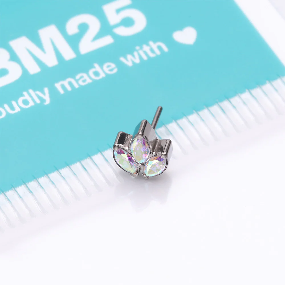 Implant Grade Titanium OneFit Threadless Triple Marquise Sparkle Leaflet Top Part - Image 4