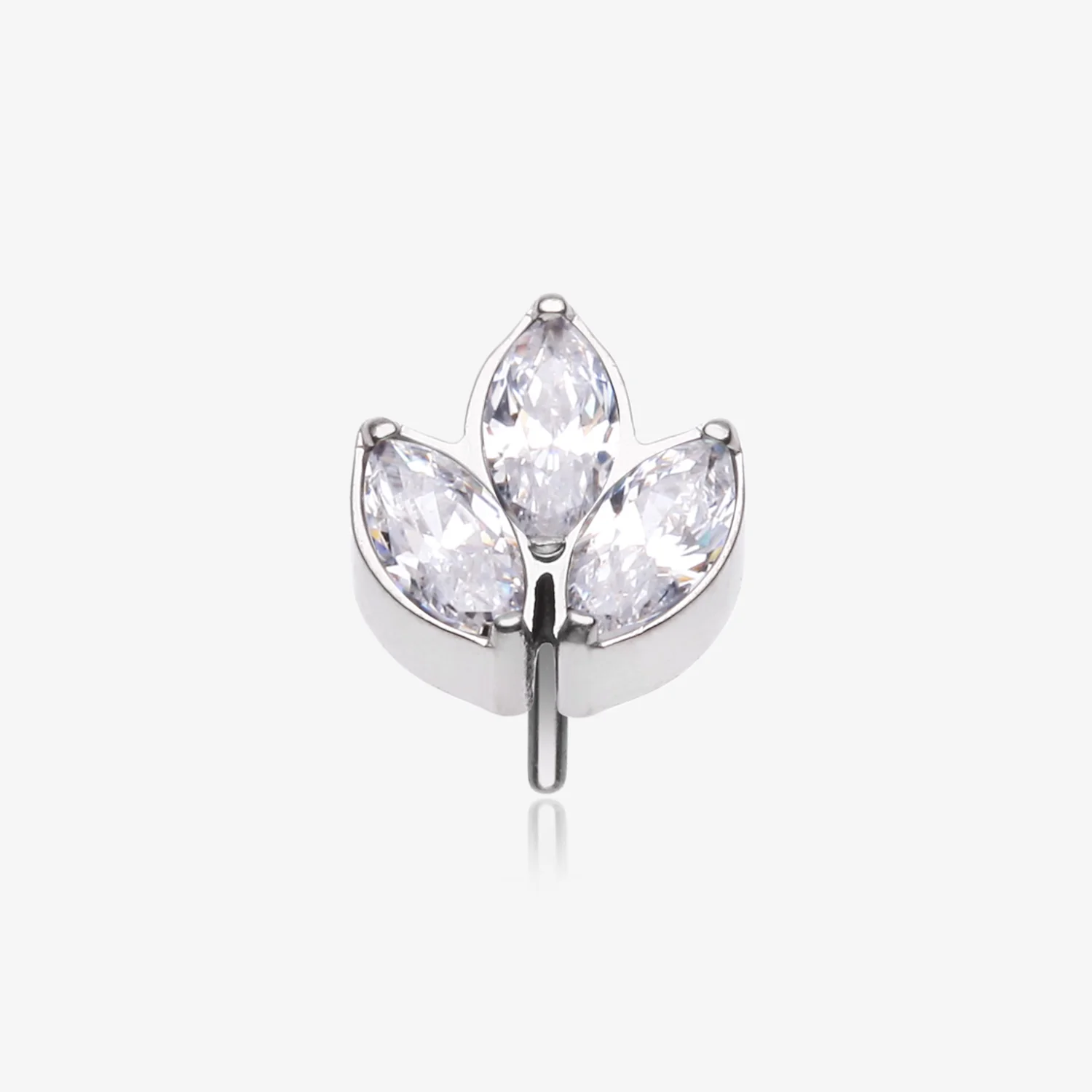 Implant Grade Titanium OneFit Threadless Triple Marquise Sparkle Leaflet Top Part