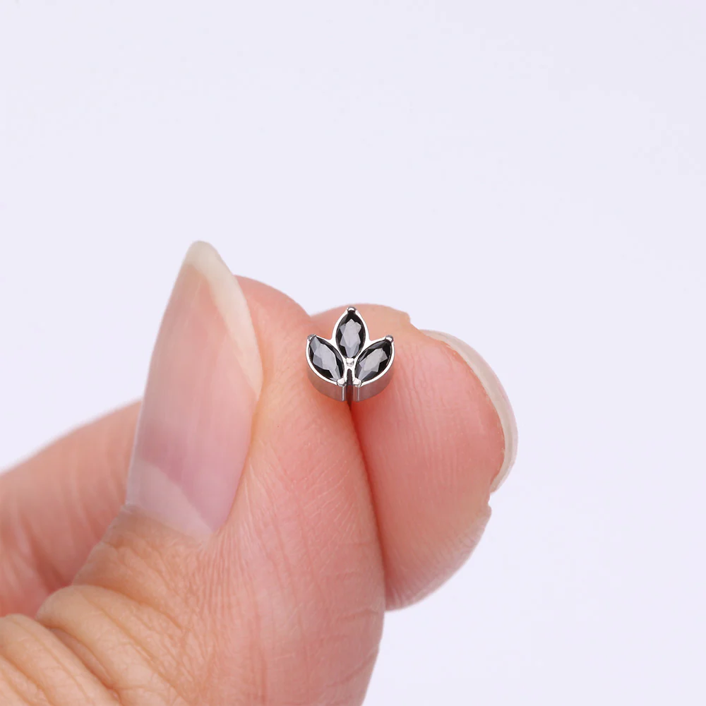 Implant Grade Titanium OneFit Threadless Triple Marquise Sparkle Leaflet Top Part - Image 3
