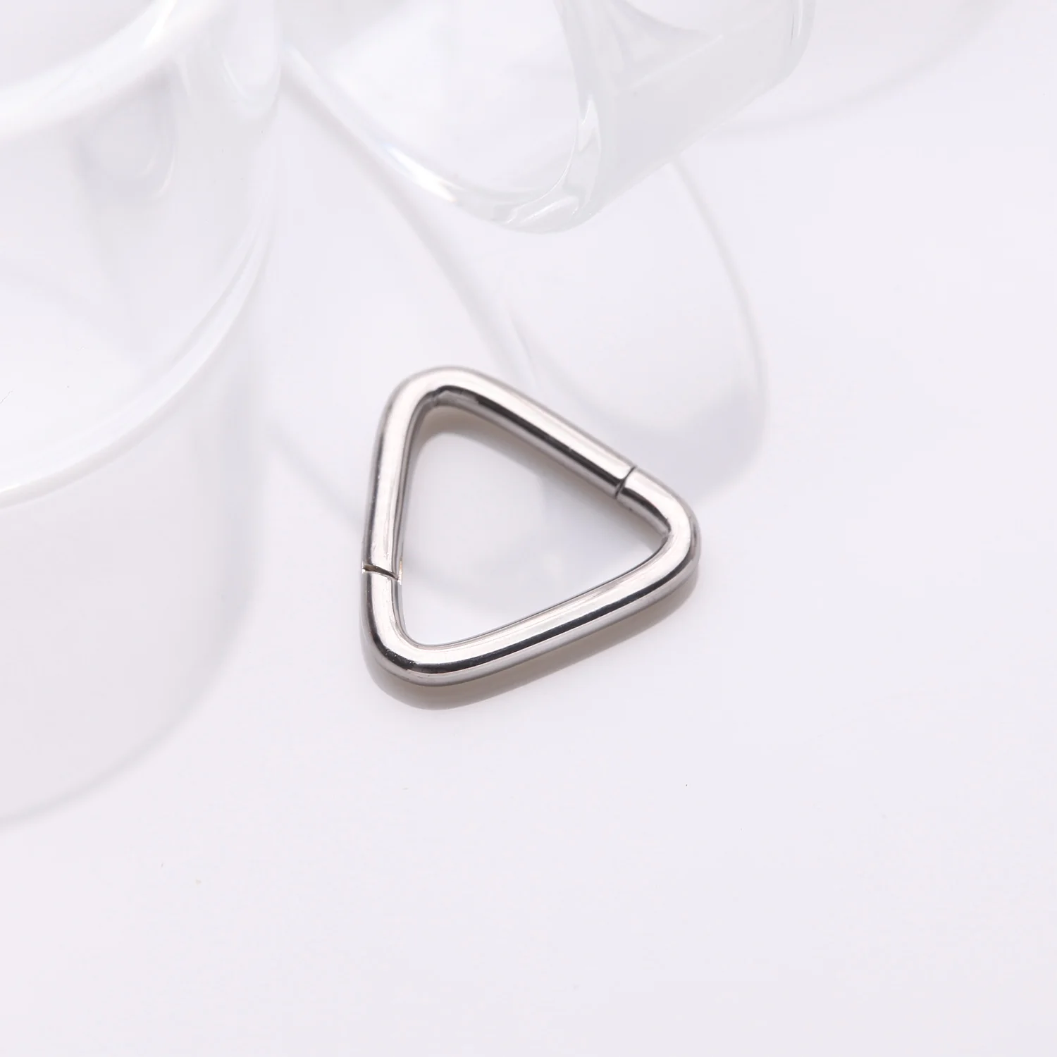 Implant Grade Titanium Triangle Basic Geometric Clicker Hoop Ring - Image 2
