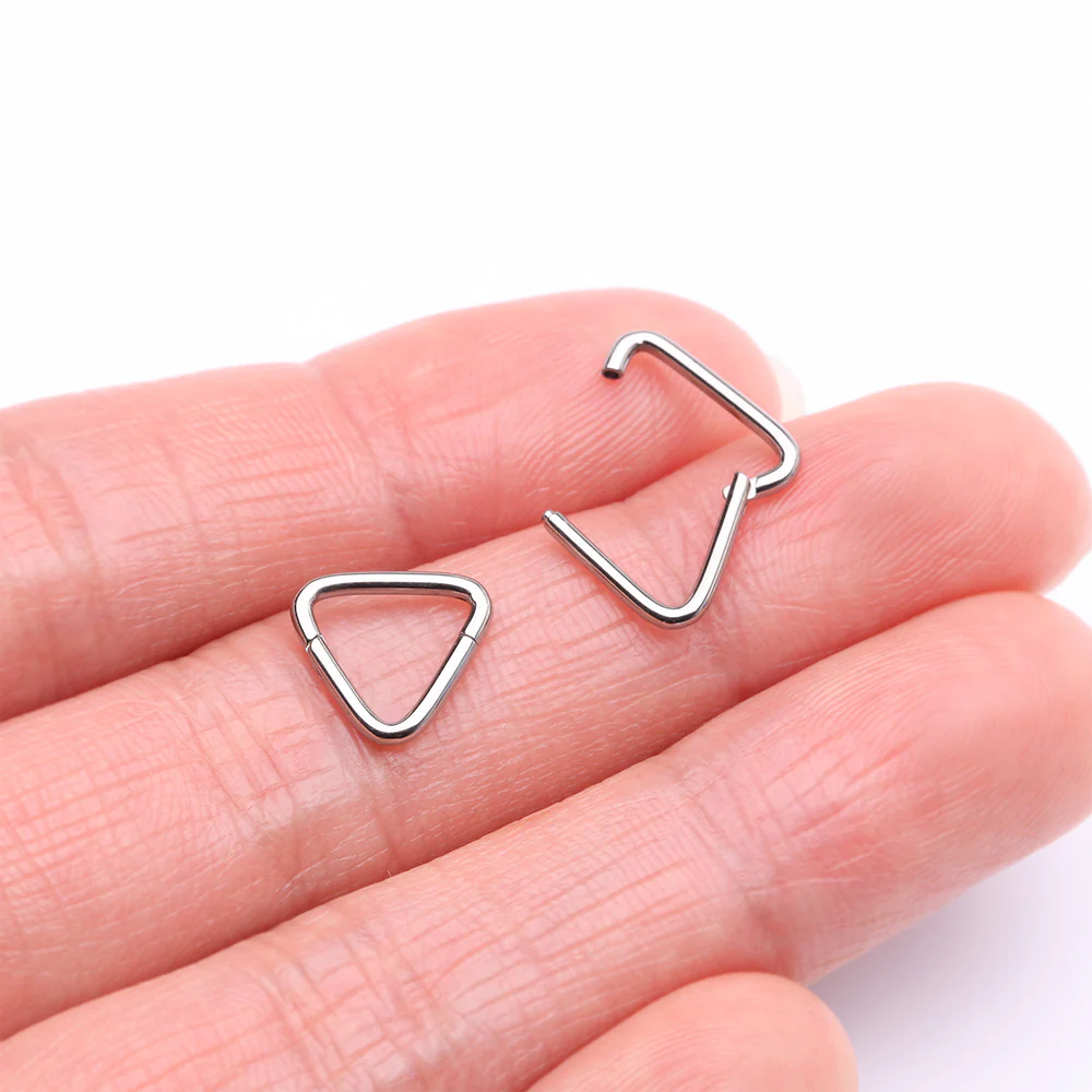 Implant Grade Titanium Triangle Basic Geometric Clicker Hoop Ring - Image 3