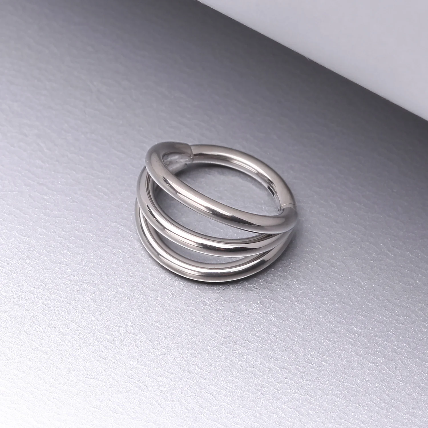 Implant Grade Titanium Triple Row Hoops Steel Seamless Clicker Hoop Ring - Image 2