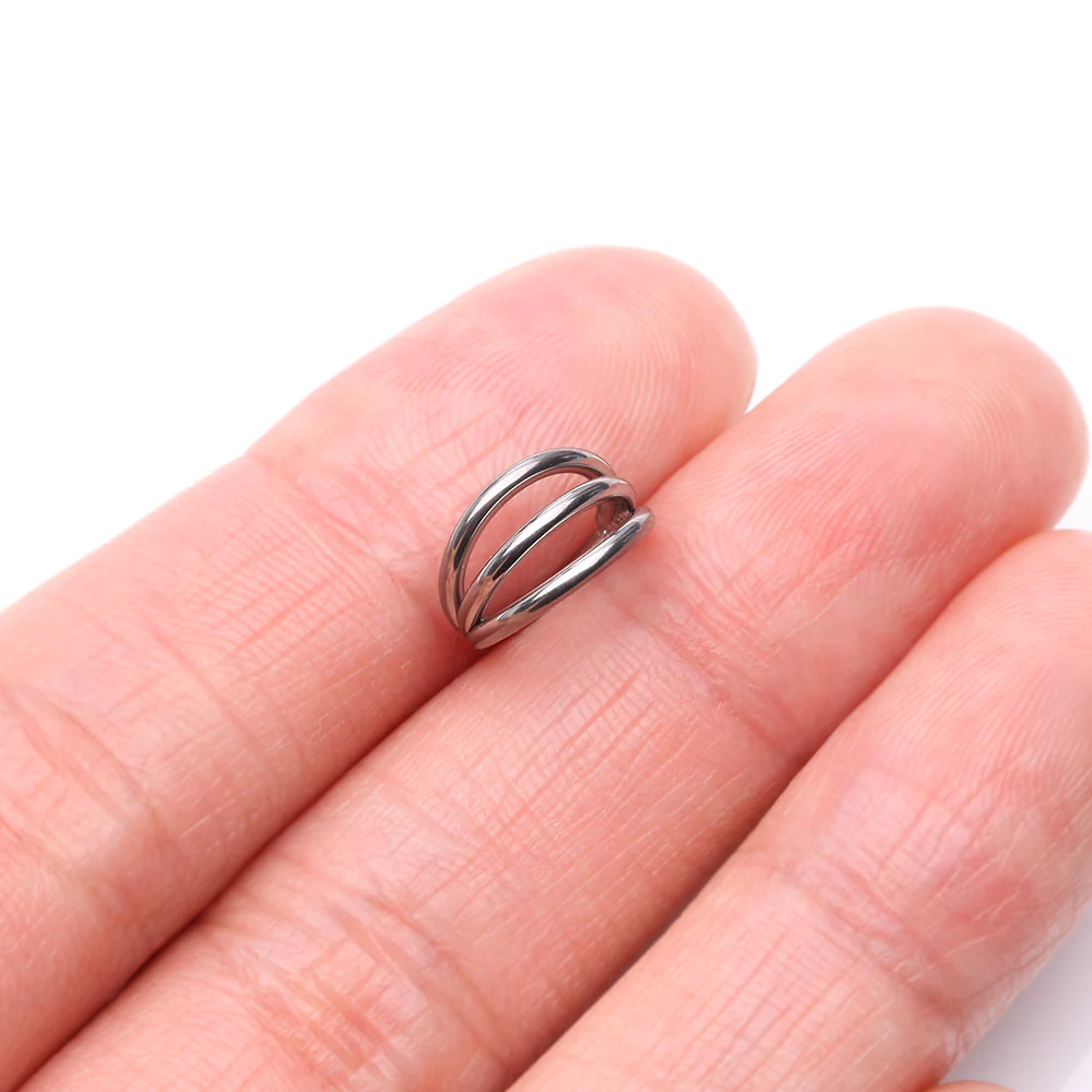 Implant Grade Titanium Triple Row Hoops Steel Seamless Clicker Hoop Ring - Image 3