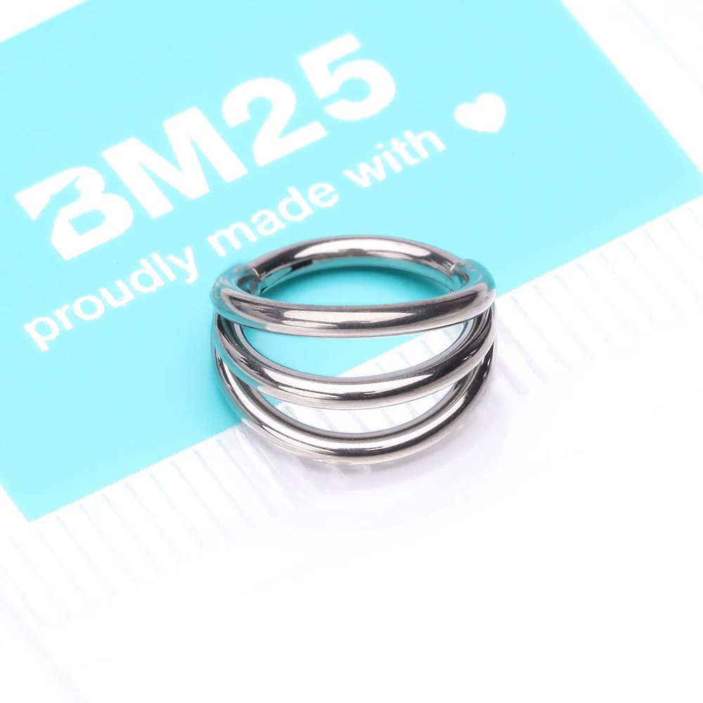 Implant Grade Titanium Triple Row Hoops Steel Seamless Clicker Hoop Ring - Image 5